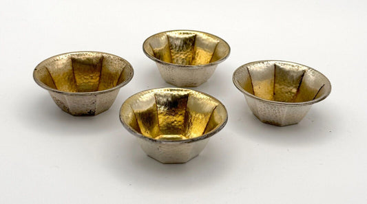 Antique Webster Co Sterling Silver Petite Bowls w Gilded, Hammered Finish (WeP)