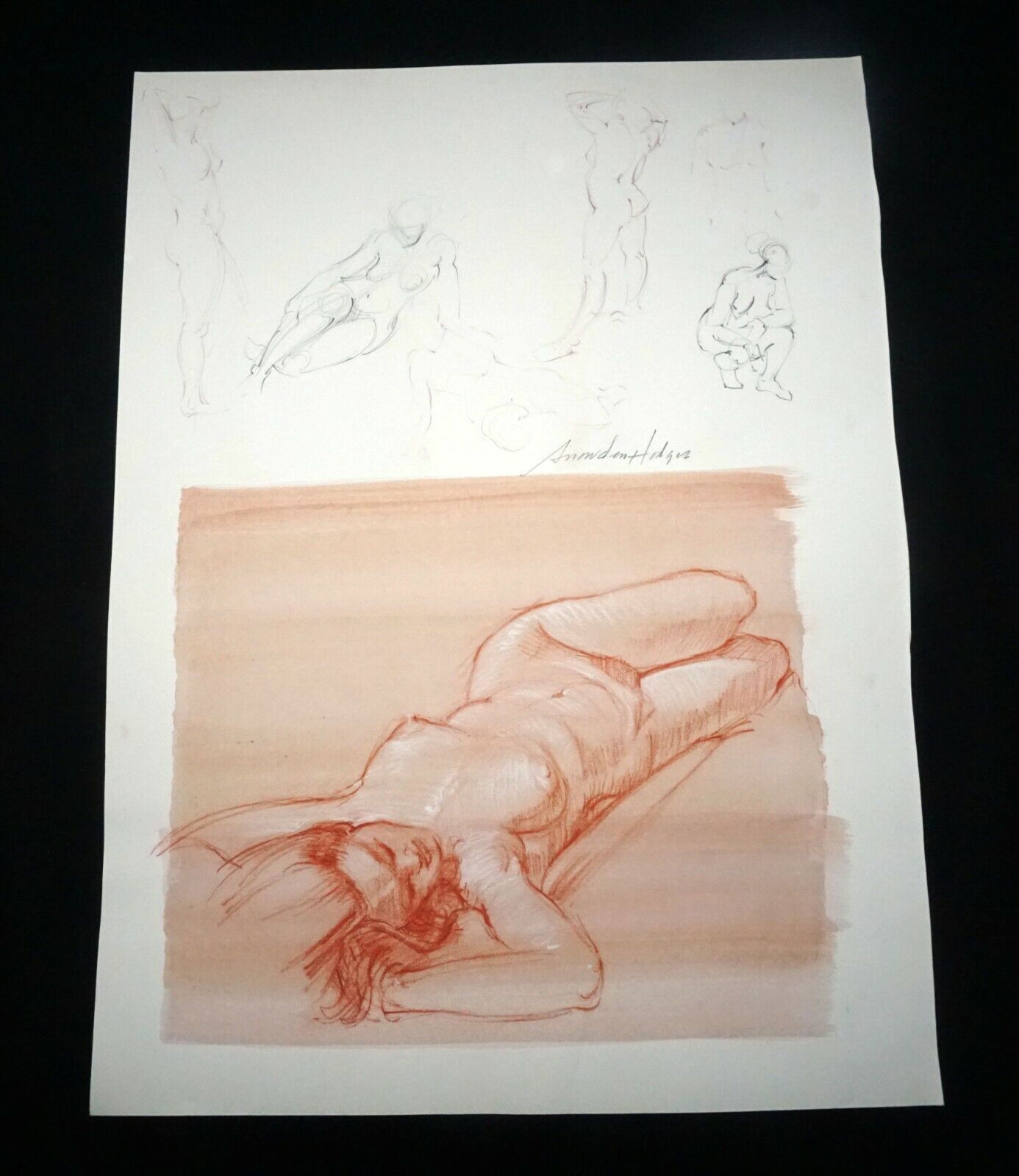 Hawaii Mixed Media Wash Painting Sleeping Female Nude Snowden Hodges (Sho)#112