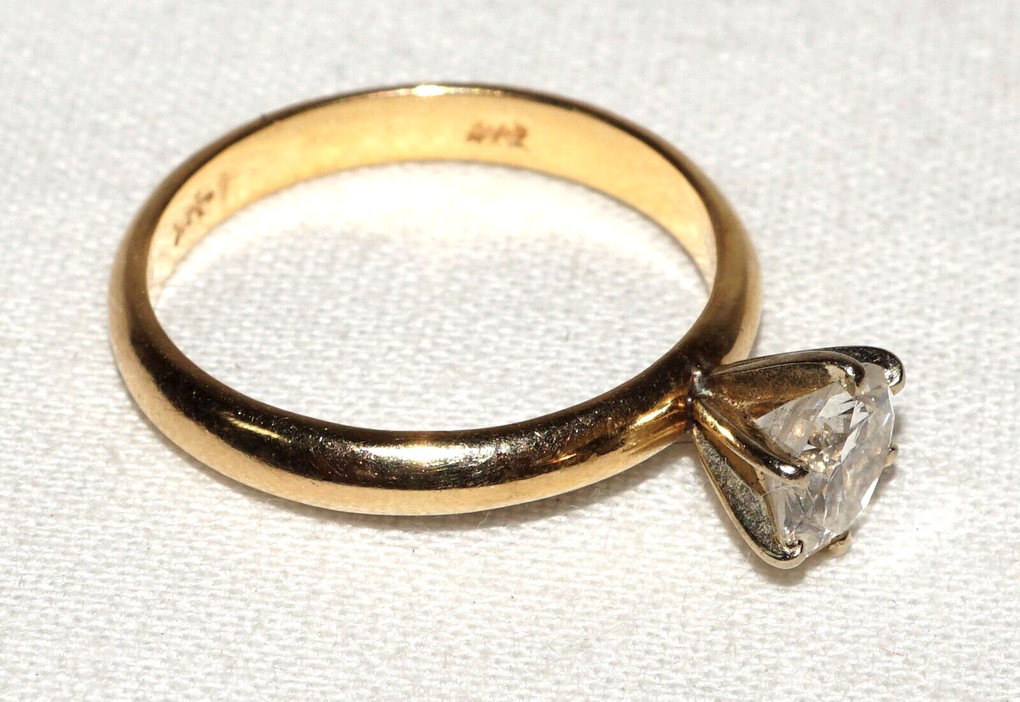 Vintage 14K Yellow Gold Solitaire Engagement Ring Sz 7.25 w 1x Diamond (WtG) 13