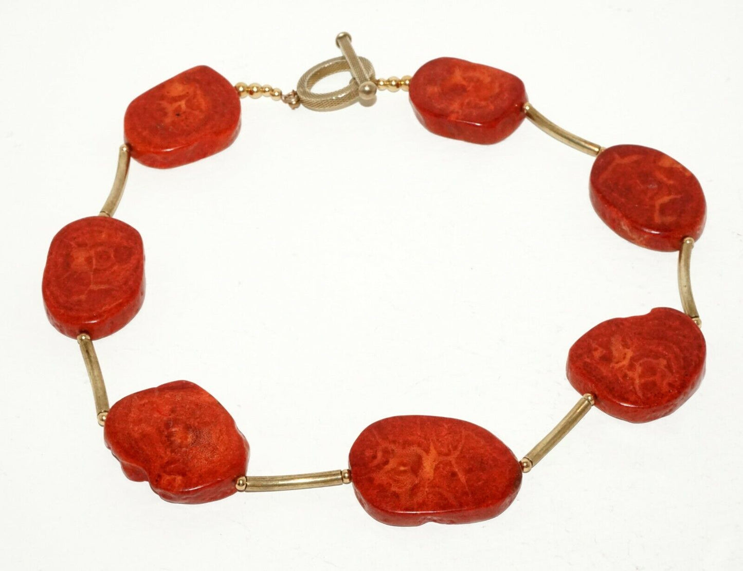 Vtg. Swedish/Hawaii Coral Bead Necklace by Annalise Vogel’s ALV Designs (LeP)#3