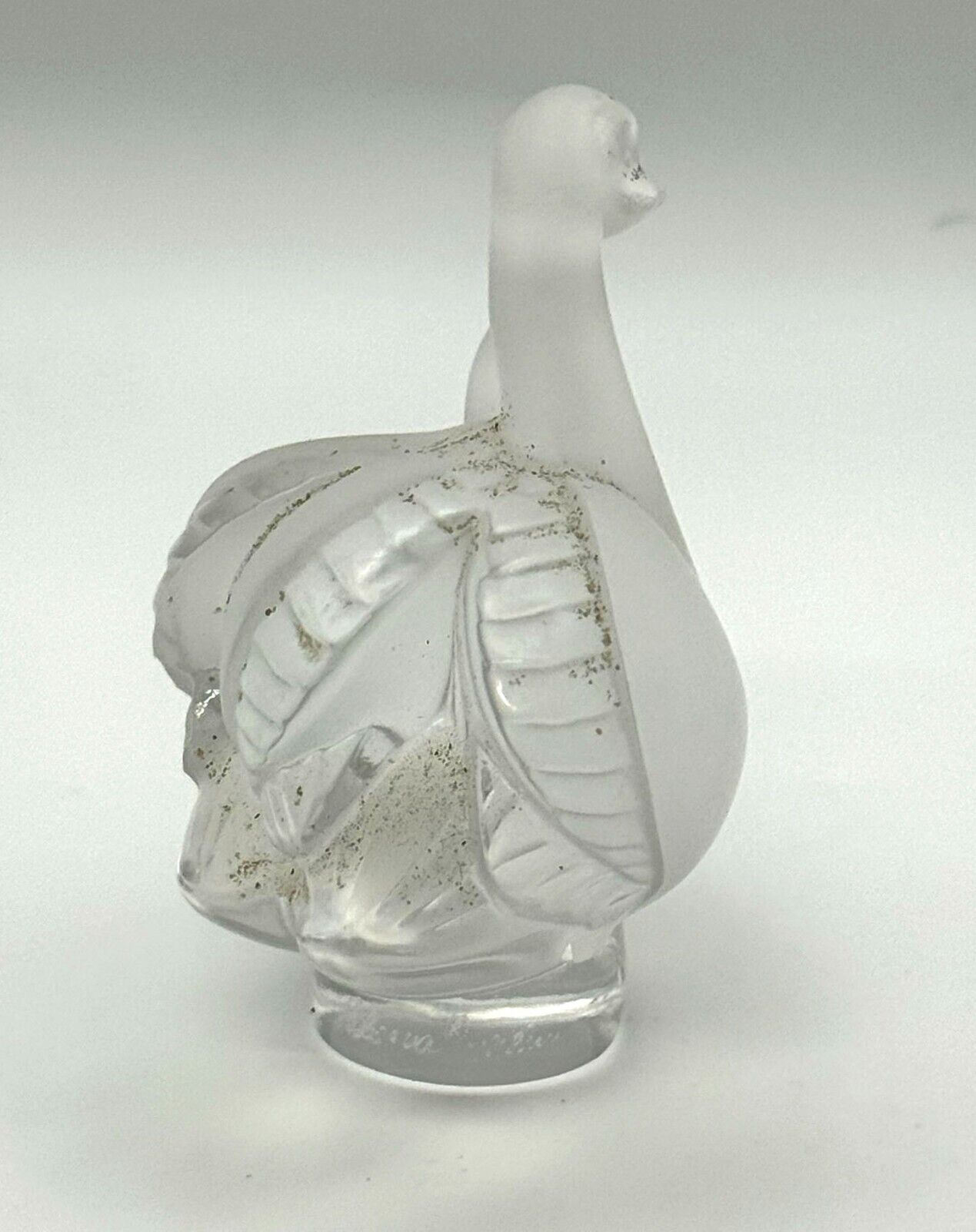 Vintage French Frosted Crystal Lalique Double Swan Figurine 3.14" (TuC)