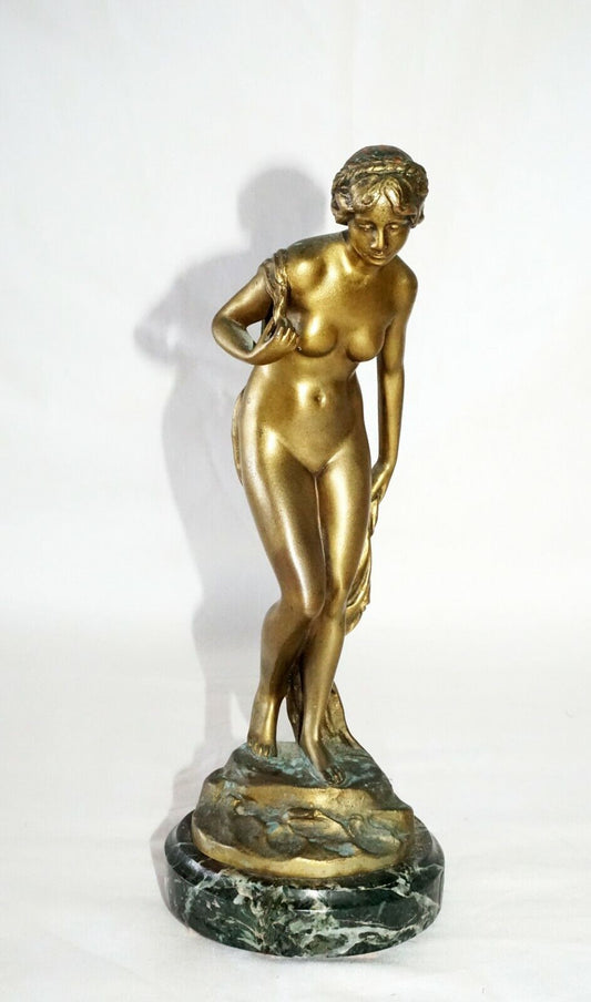 1900 German Bronze Sculpture Die Badende The Bather by Ludwig Eisenberger (ScI)