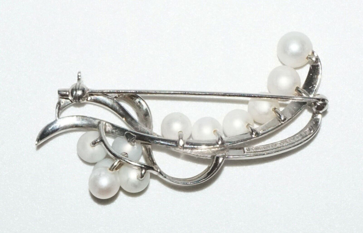 Vintage Japanese Silver & 10x Pearl Brooch by K. Mikimoto Tokyo (SaR)#280