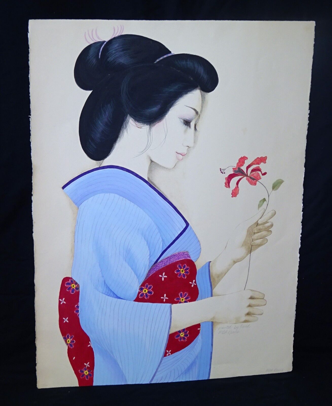 '70s Hawaii Print 47/300 Painting "Girl in Kimono" by MDH Margaret Keane (JPa