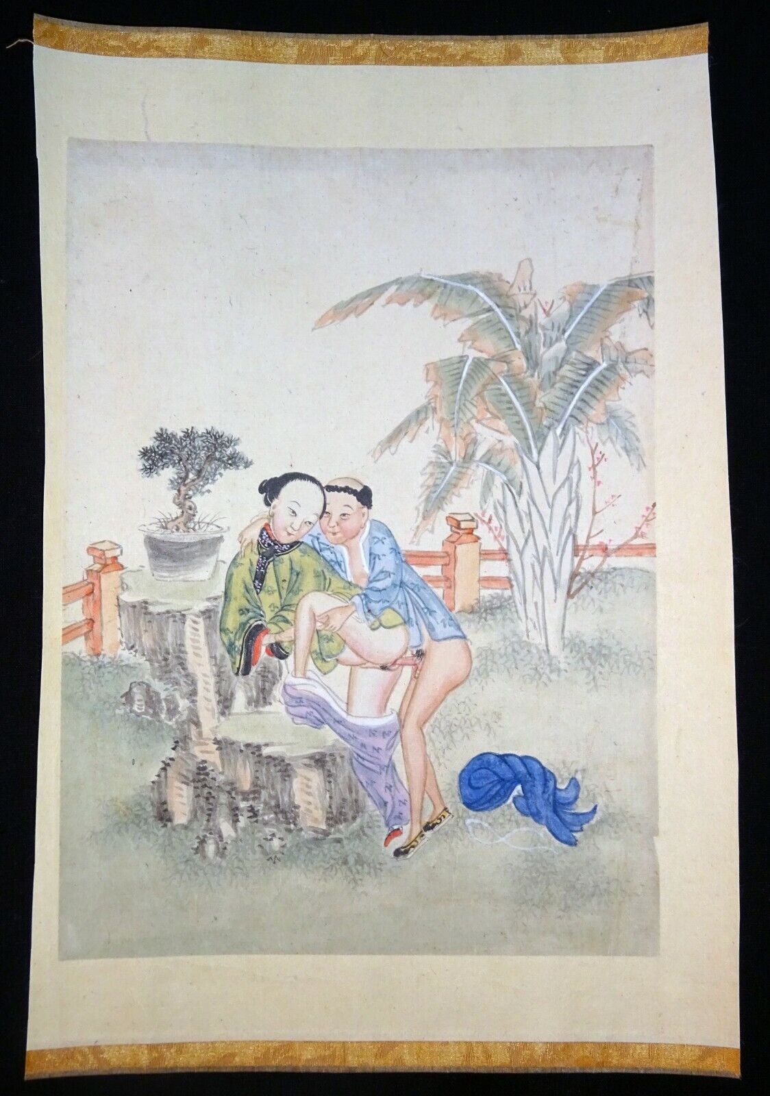 19C Chinese Erotic Pillow Color Paintings for Newly Married Couple (SoM) #11