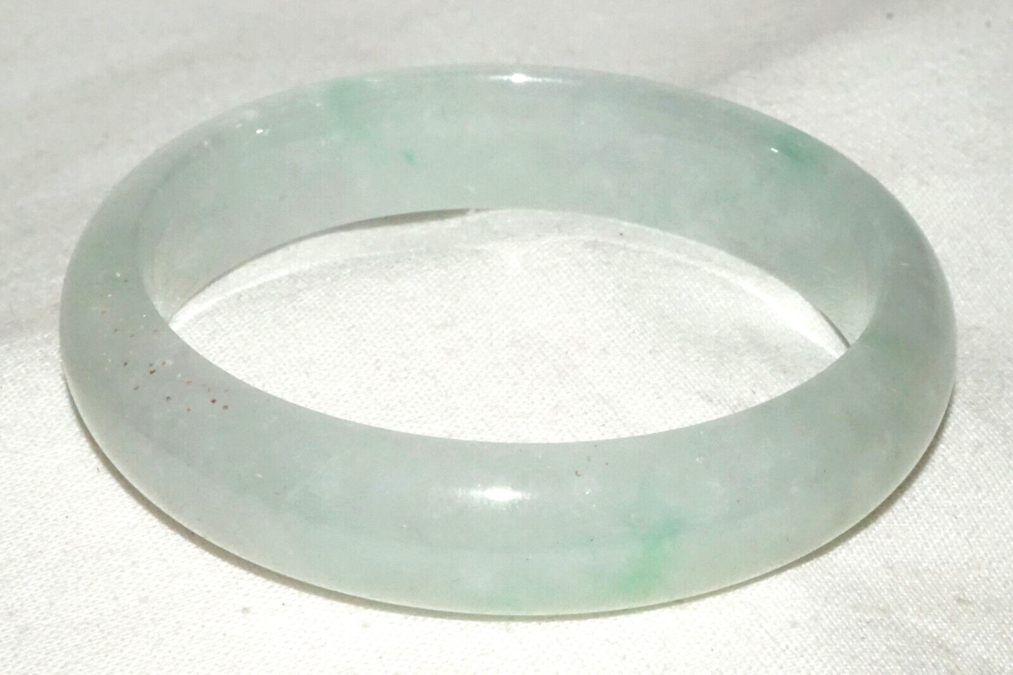 Vintage Chinese Semi Translucent Pale Green Baby Jadeite Jade Bracelet (LeS)L25