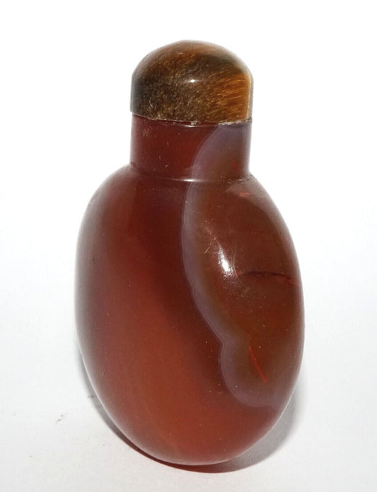 Vintage Chinese Red Banded Agate Snuff Bottle & Tigereye Stopper (LeS) G16