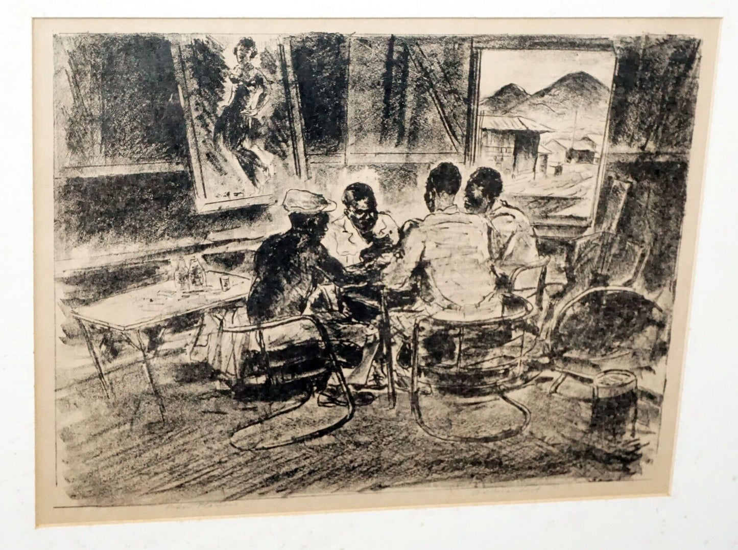 1940s Hawaii Litho Print Poker Players Alexander Samuel MacLeod (1888-1975)(New)