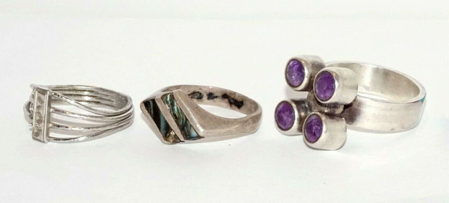 1+2Pc Mid Century Finland Sterling Silver Ring Sz 7 by Kupittaan Kulta (LeP)