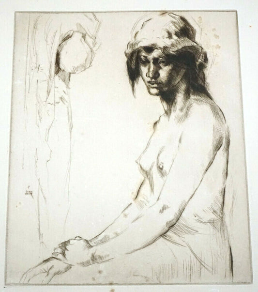 '30s Hawaii Etching Print Girl of Hawaii by John Melville Kelly (1879-1962)(Kel)