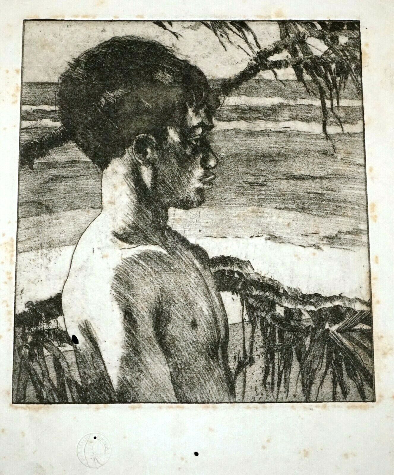 1938 Hawaii Etching Print Kaipo by John Melville Kelly (1879-1962)(Kel)