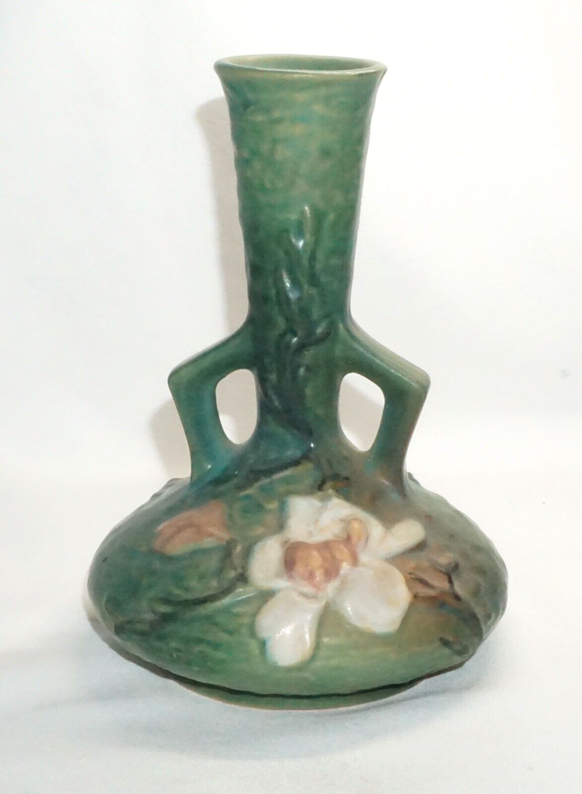 Vintage Roseville 179-7 Green Magnolia Vase Mint Condition (NeW)