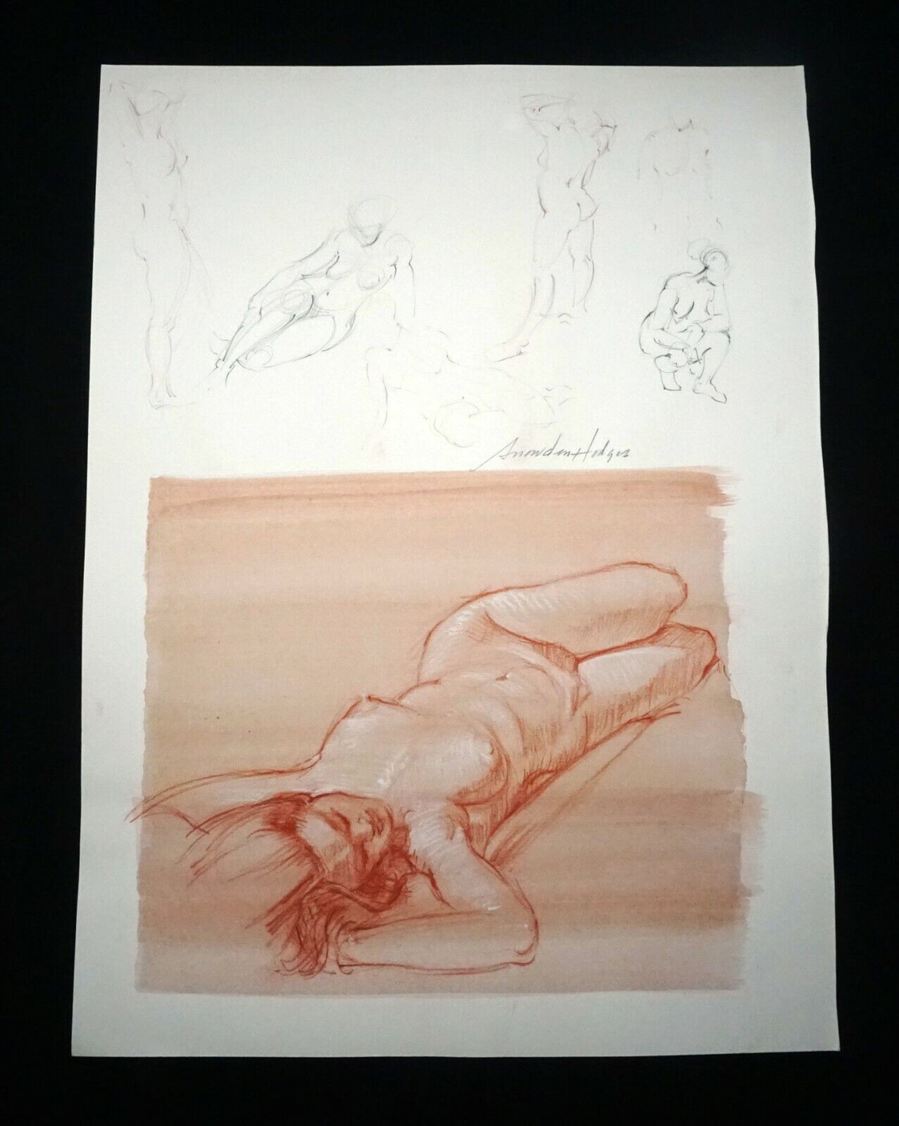 Hawaii Mixed Media Wash Painting Sleeping Female Nude Snowden Hodges (Sho)#112