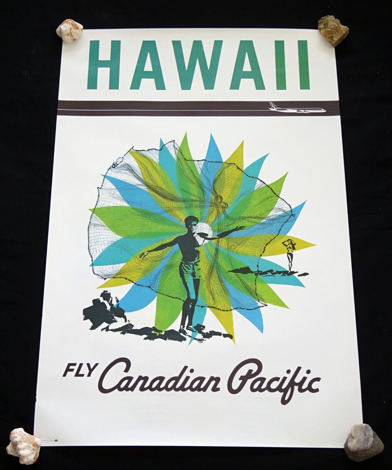 1950 Original Fly Canadian Pacific Hawaii Net Fisherman Poster (HoT)#33