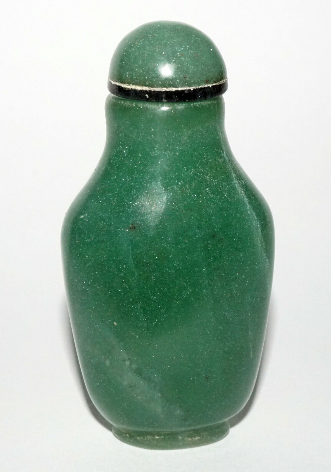 Vintage Chinese Green Aventurine Snuff Bottle w. Green Jade Stopper (LeS) G1