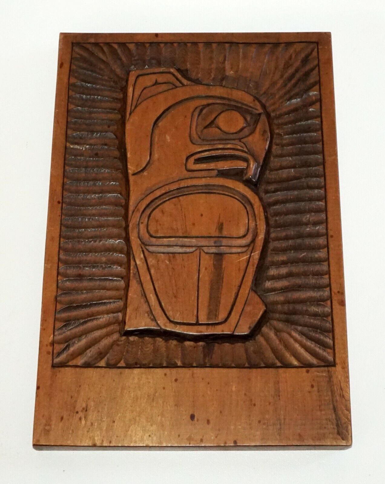 1973 N.W. Coast Kwakiutl Carved Wooden Plaque by Dennis Matilpi (B. 1951)(Nil)