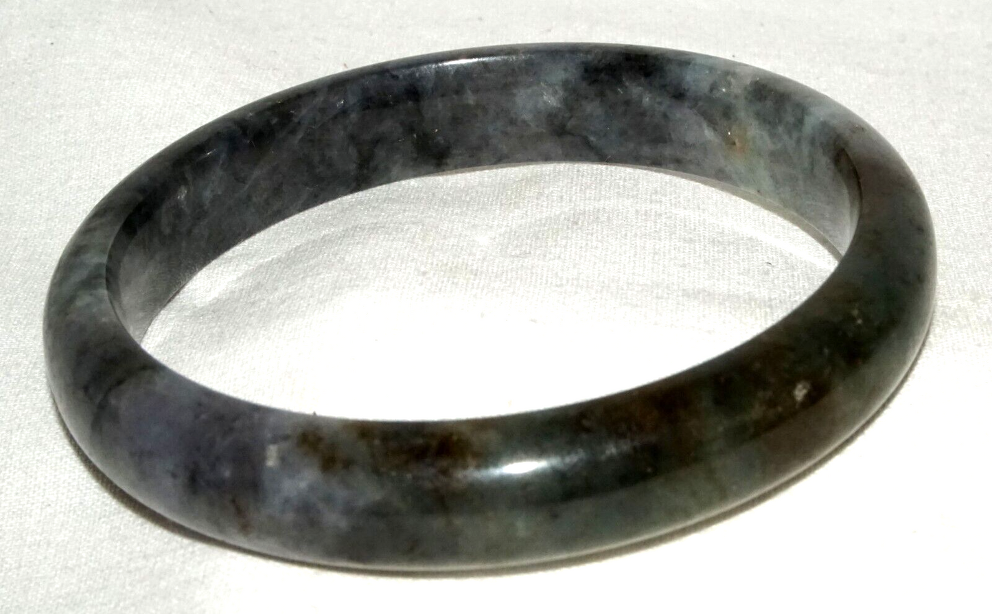 Vintage Chinese Grey & Dark Green Jadeite Jade Bangle Bracelet (InS)#L3