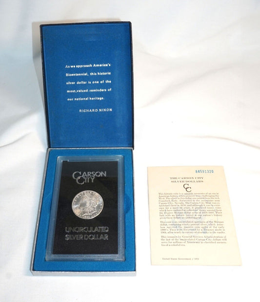 1884 Carson City GSA Morgan Silver Dollar with Box and COA ~ Uncirculated (TuD)