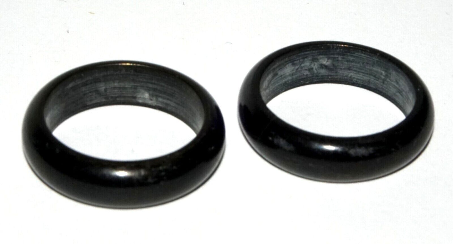 2Pc Vintage Chinese Black Onyx Rings Sz.8 (LeS) R17