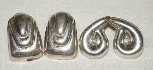 2x Pair Vintage Mexican Modernist Sterling Silver Earrings - signed (KoS) L12