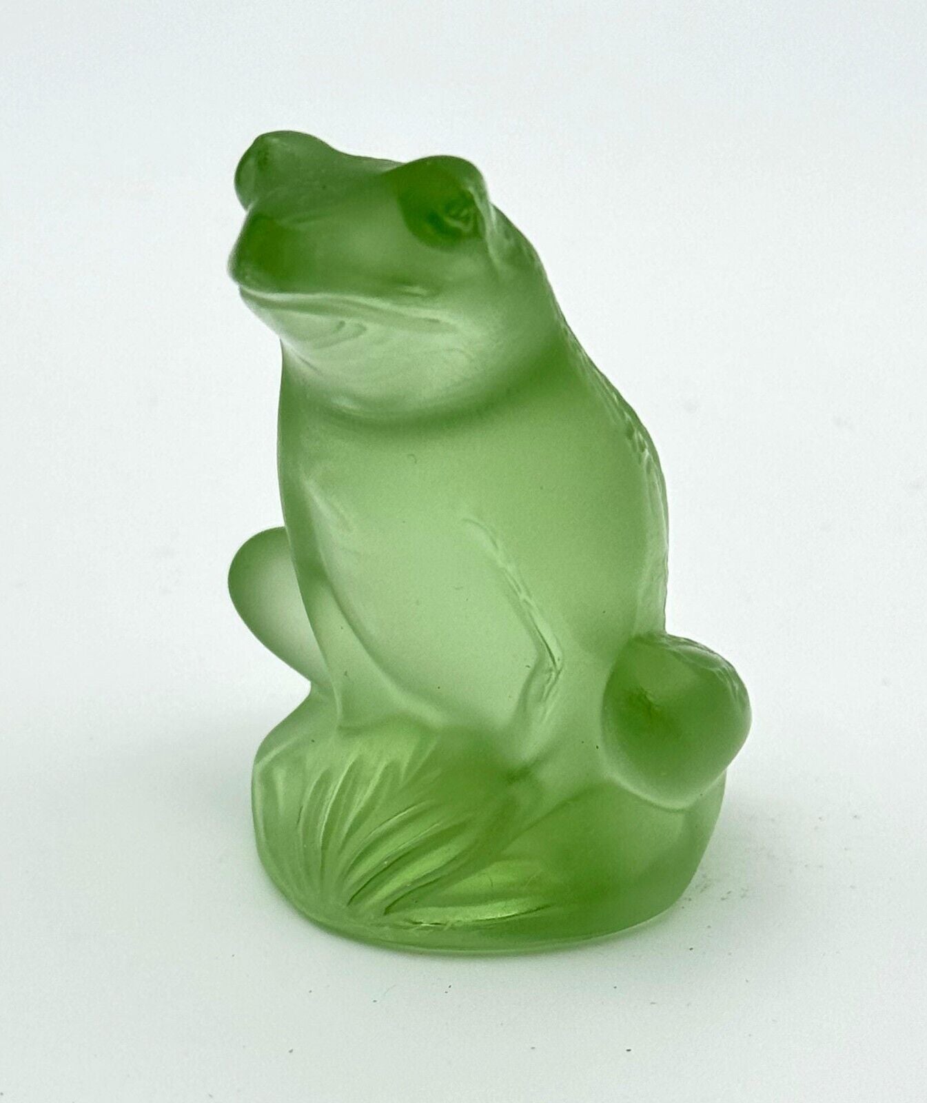 Vintage French Crystal Lalique Lime Green "Rainette Frog" Figurine 2" (InS)