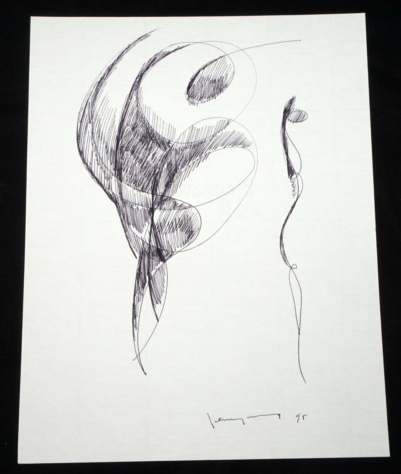 '95 Chinese Hawaii Abstract Drawing "Figures" John Chin Young (1909-1997)(SaJ)25