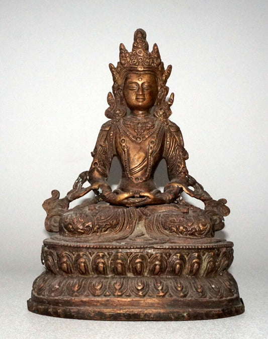 19/20C Nepalese Copper Seated Bodhisattva Buddhist Sculpture (NoN)