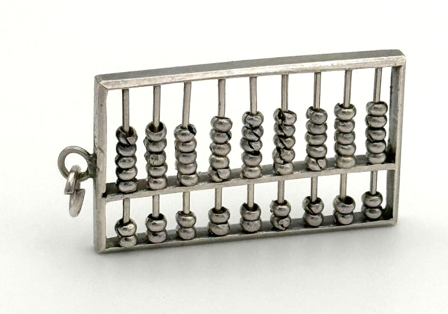 Vintage Silver Tiny Abacus Charm Calculator Pendant (HoJ)