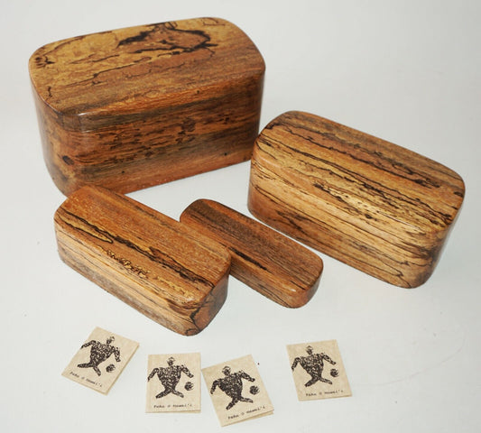 Vintage Hawaii Single Block Carved Mango Wood 4x Box in Box by Janis Allen (JeK)