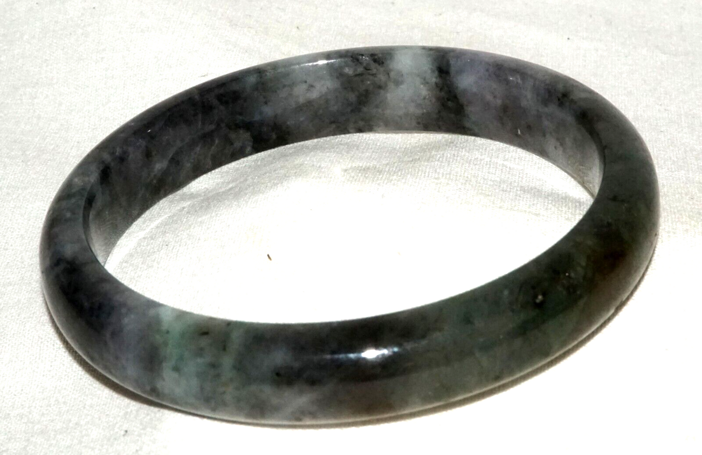 Vintage Chinese Grey & Dark Green Jadeite Jade Bangle Bracelet (InS)#L3