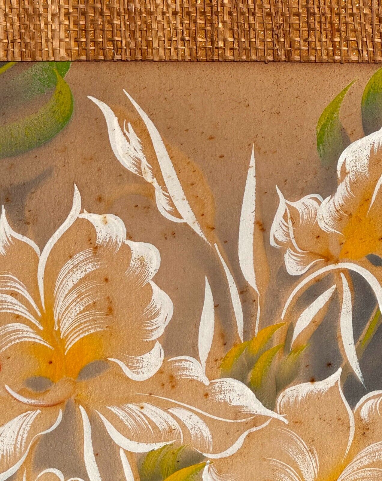 (2x) 1950's Hale Pua Hawaii Airbrushed Floral Paintings by Frank Oda (KuK)