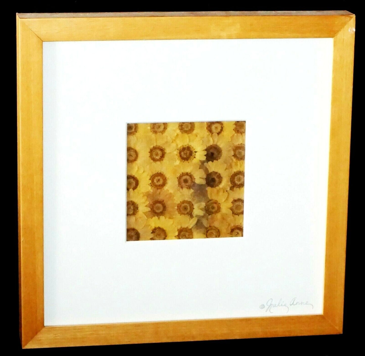 Vintage Framed Dried Pressed Yellow Flower Collage by Julie Anne (KrT)