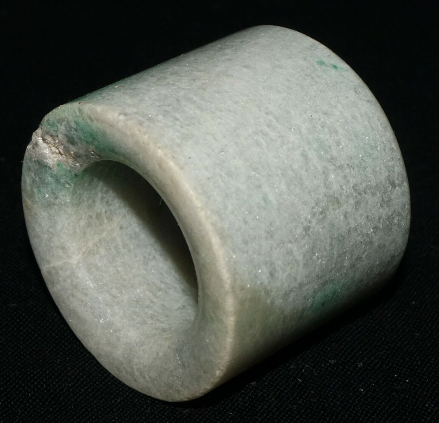 Vintage Chinese Jadeite Jade Archer Ring Sz.12.5 w. Green Markings (LeS)G2