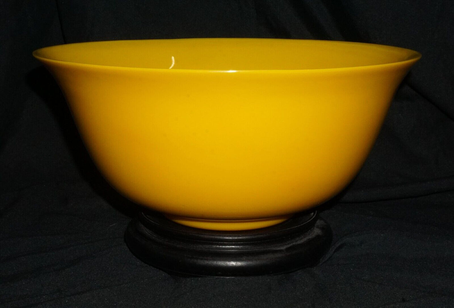 18/19C Chinese Qing Marked LG Yellow Peking Glass Bowl & Stand Qianlong (MiM)