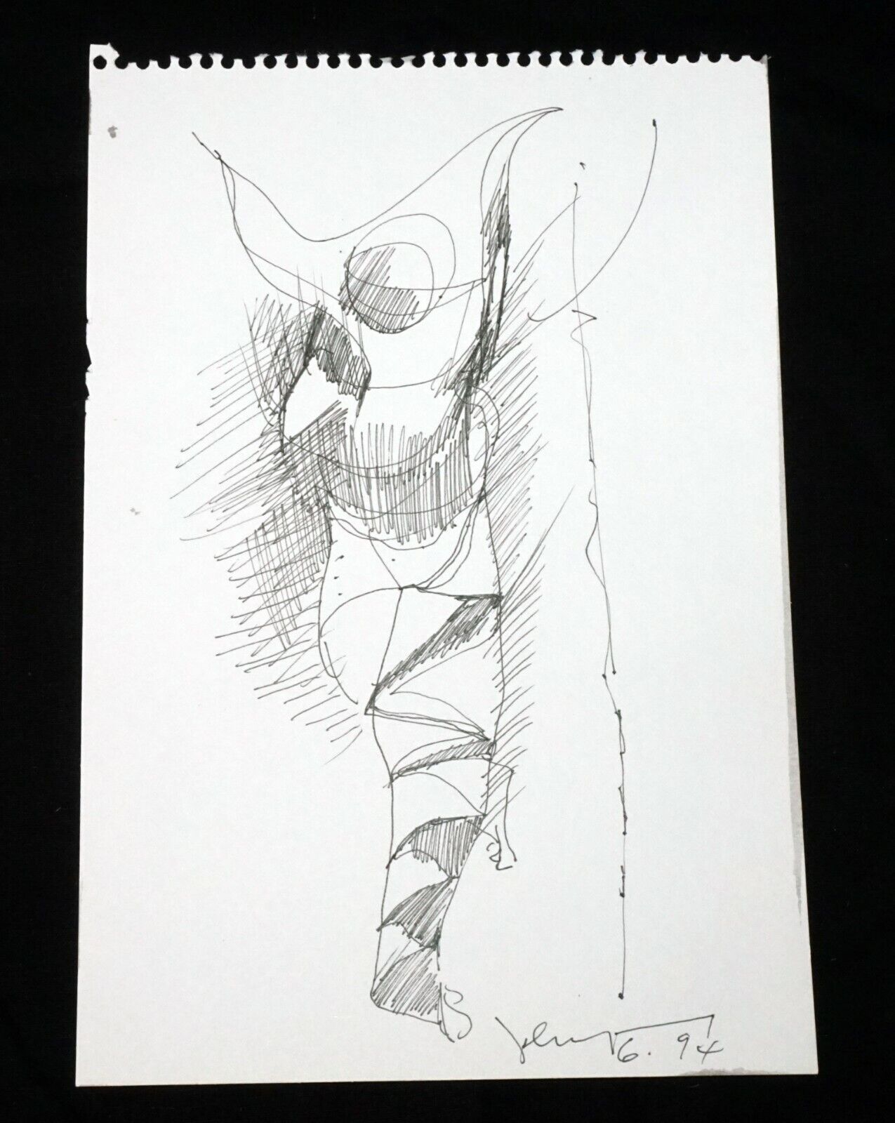 '94 Chinese Hawaii Drawing "Dancer" by John Chin Young (1909 - 1997)(SaJ)19