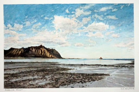 Hawaii Watercolor Painting "Kualoa Point & Chinaman's Hat" by L. Segedin #107