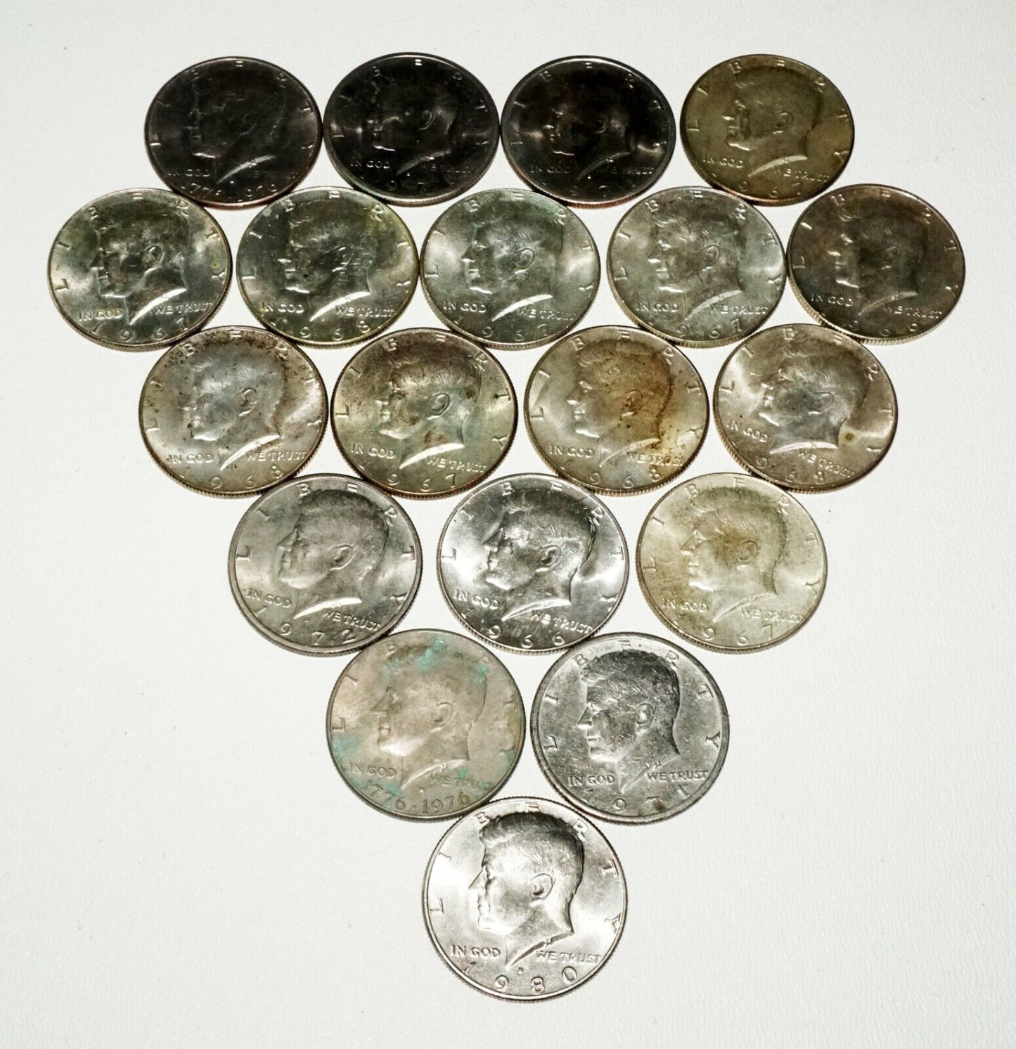 19Pc US 1966/67/68/71/72/76/80 Kennedy Half Dollar Mixed Lot (Wkoc)#4