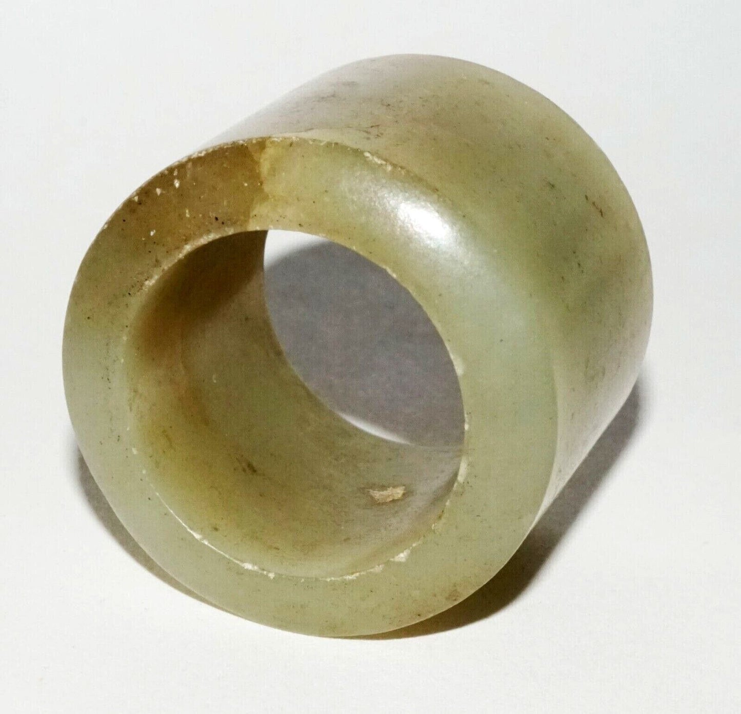 Antique Chinese Dark Celadon Green Nephrite Jade Archers Ring Sz.12 (LeS)R14