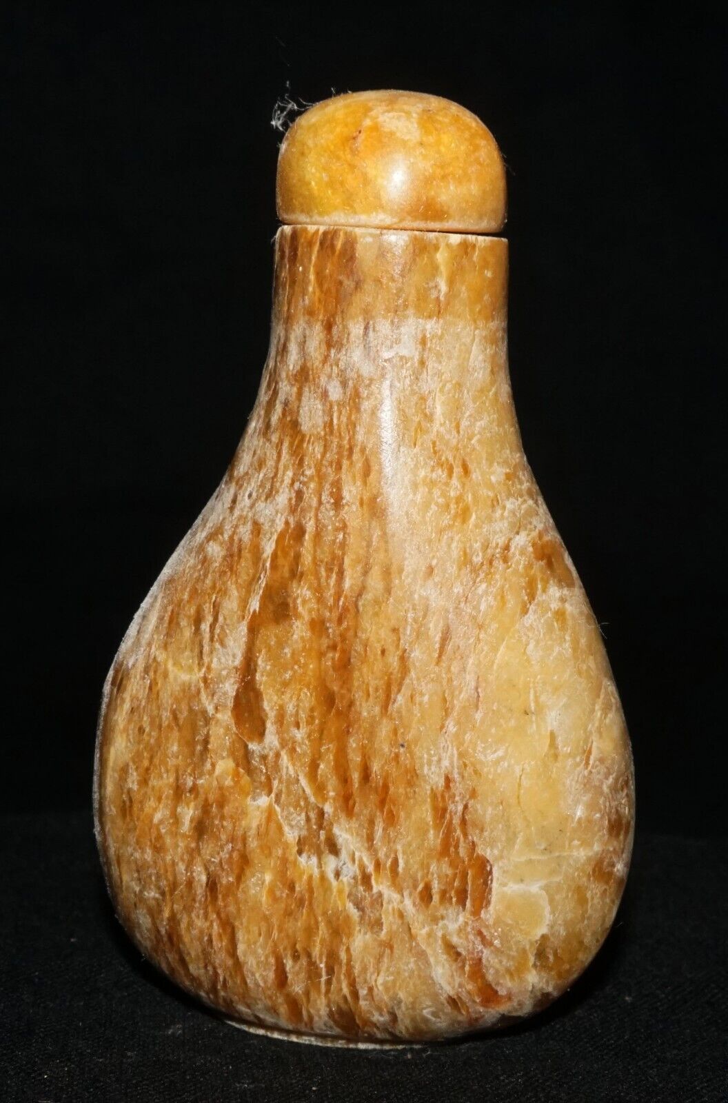 Vintage Chinese Yellow & Brown Mottled Jade Carved Snuff Bottle (LeS) G17