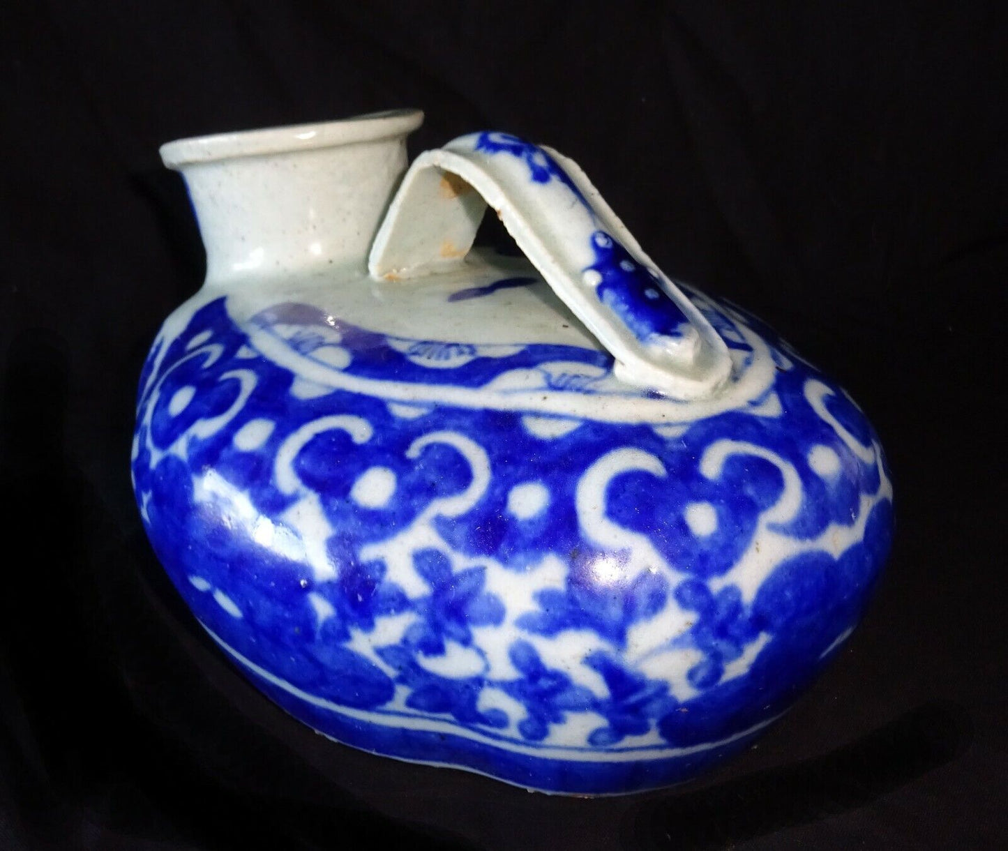 19C Chinese Blue & White Glaze Floral Motif Pottery Urinal - clean (HeN) IC