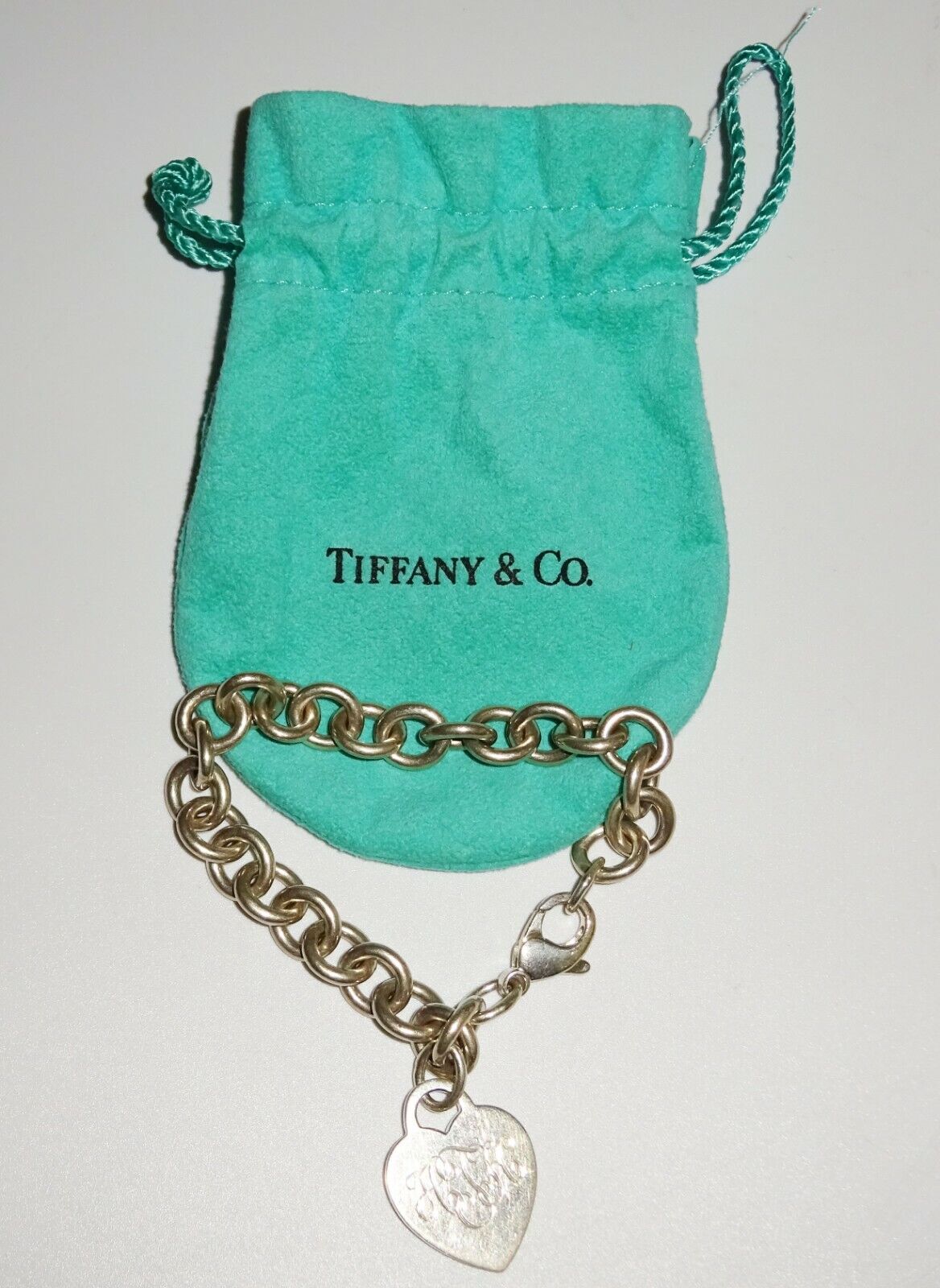 Vintage US Sterling Silver Heart Tag Oval Link Bracelet by Tiffany & Co. (HoP)