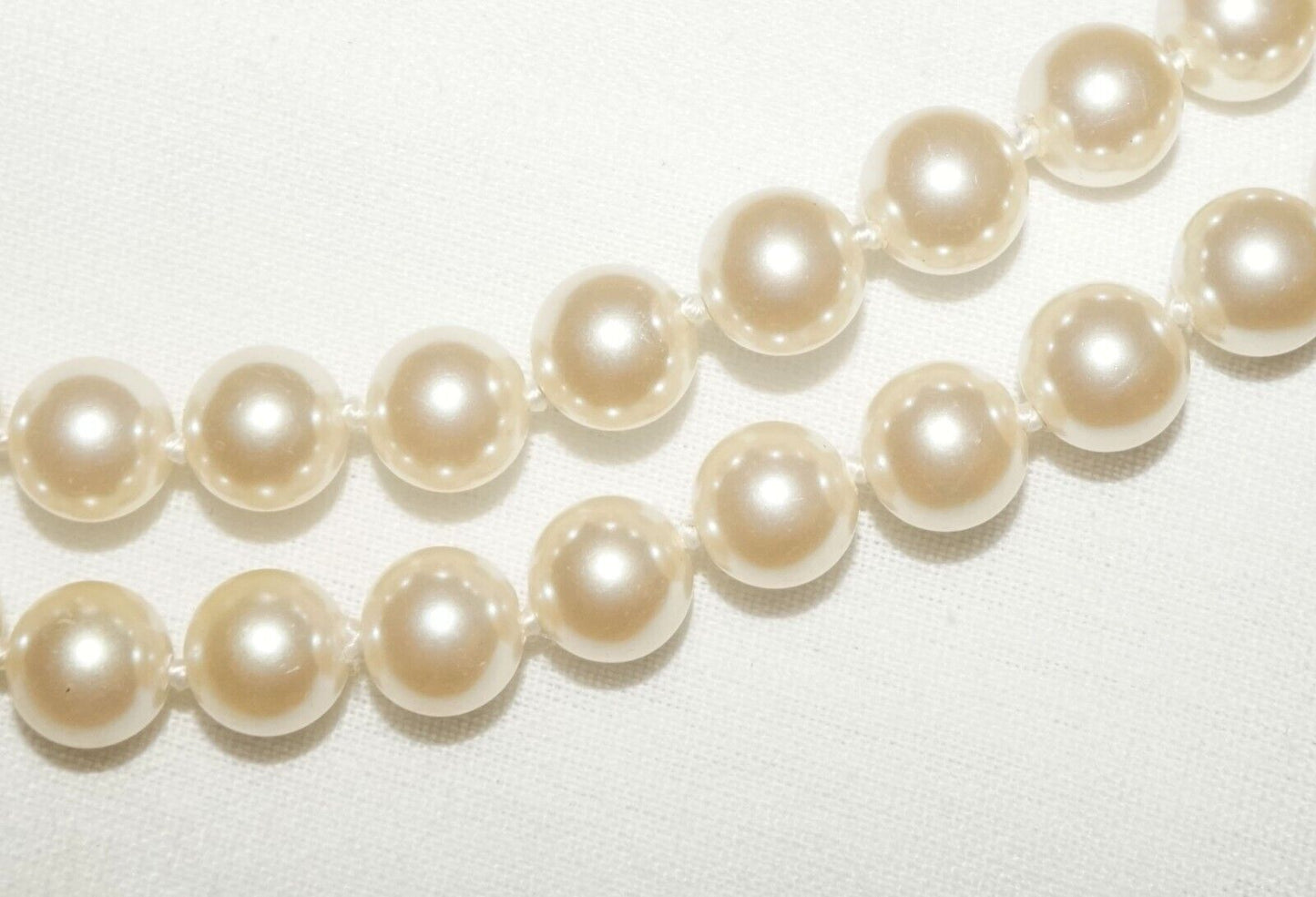 Vintage Costume Faux Pearl Necklace 40" w. Gold Platted Clasp (FeD)#3