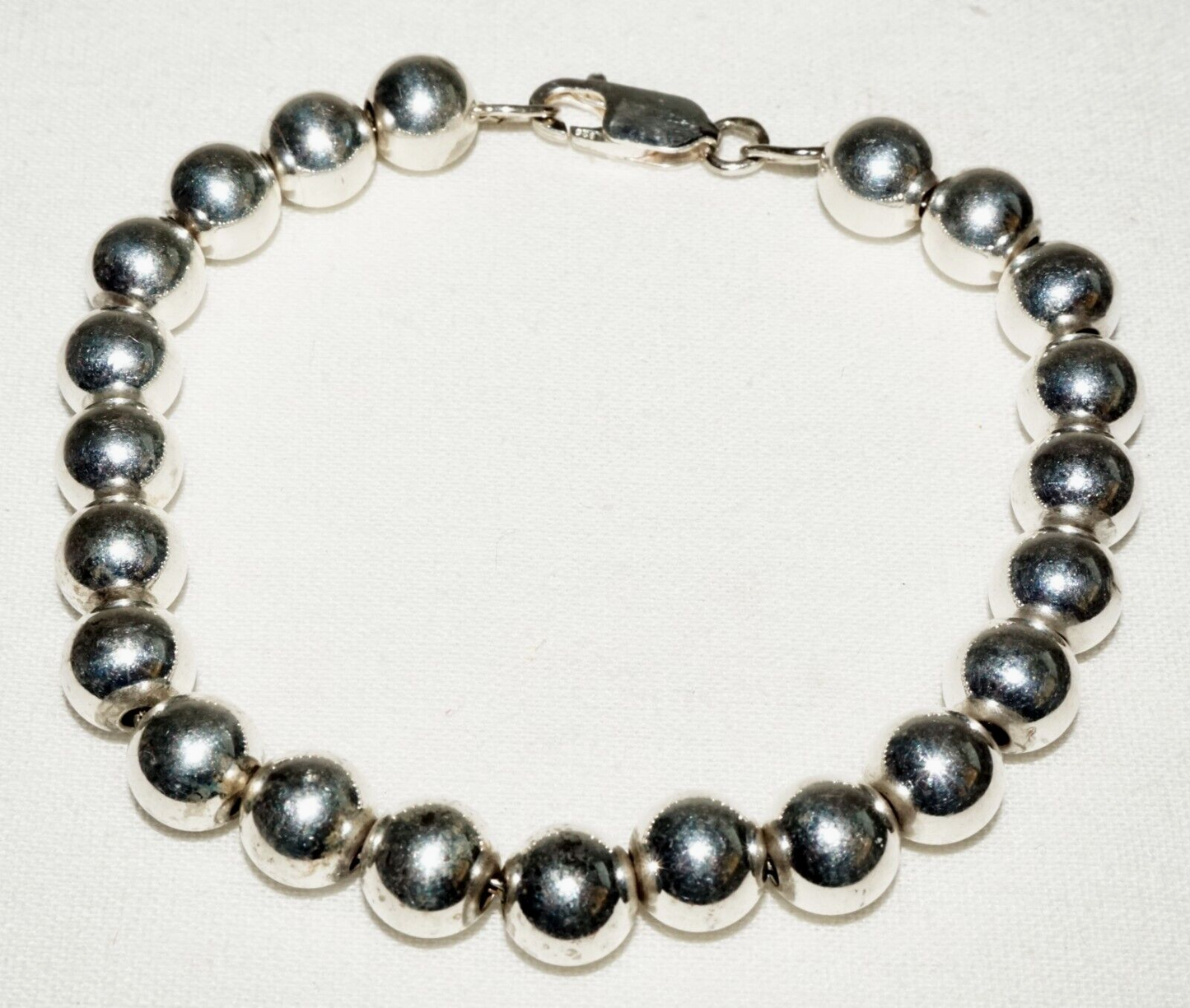 Vintage Sterling Silver Bead Bracelet w. Clasp (KoS) L8