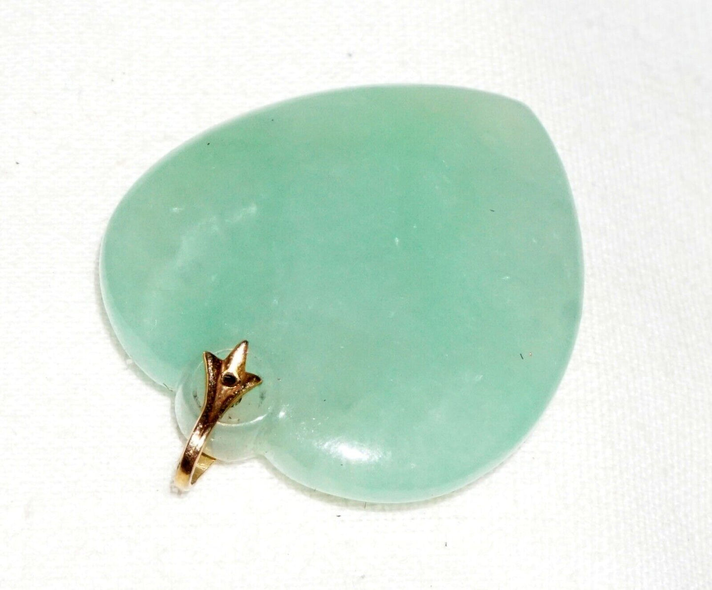 Vintage Chinese Light Celadon Green Jadeite Jade Heart Motif Pendant (***)