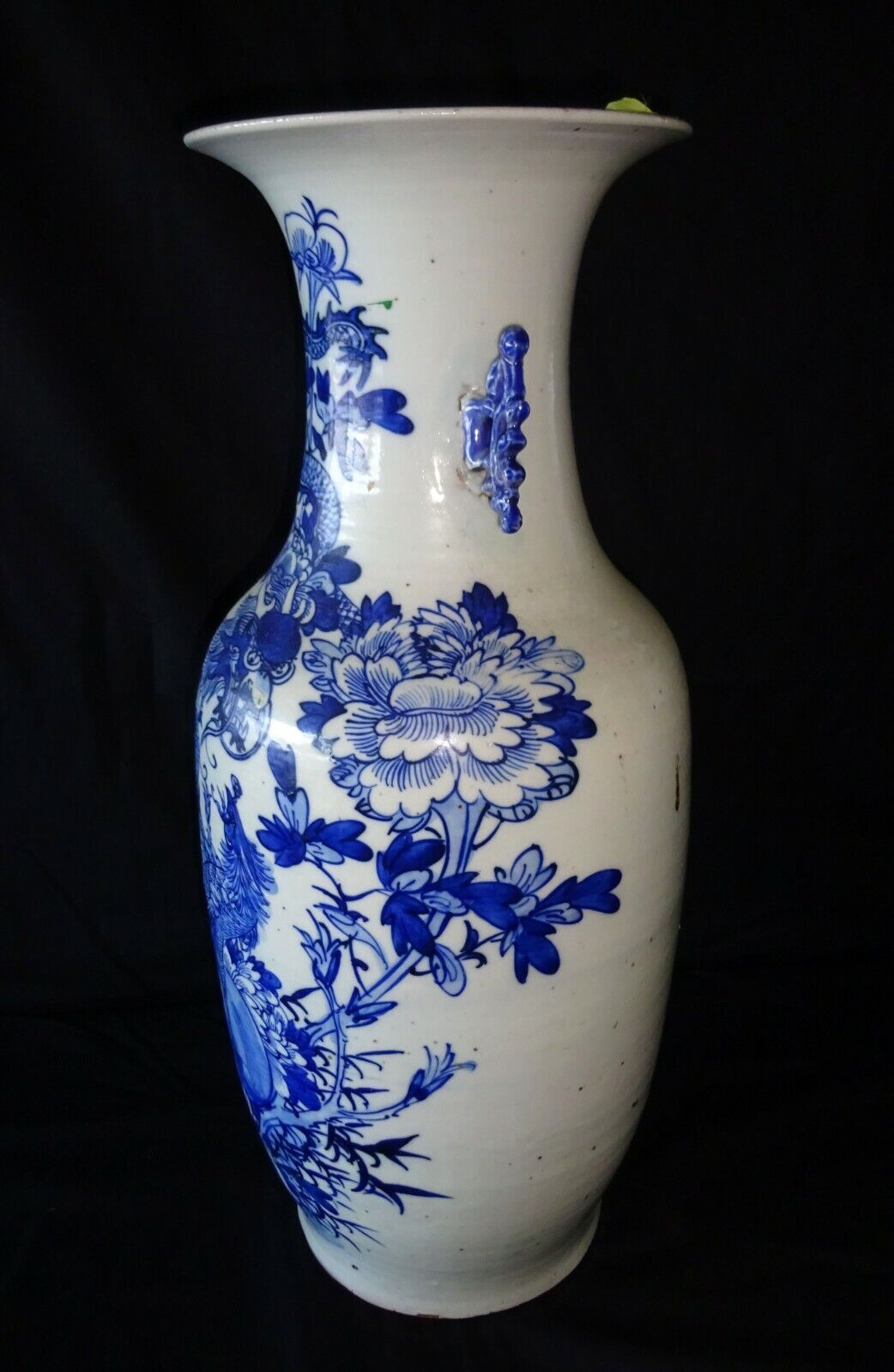 19C Chinese Porcelain B&W Vase w. Dragon & Phoenix & Pearl Motif (HeN)#2 IC