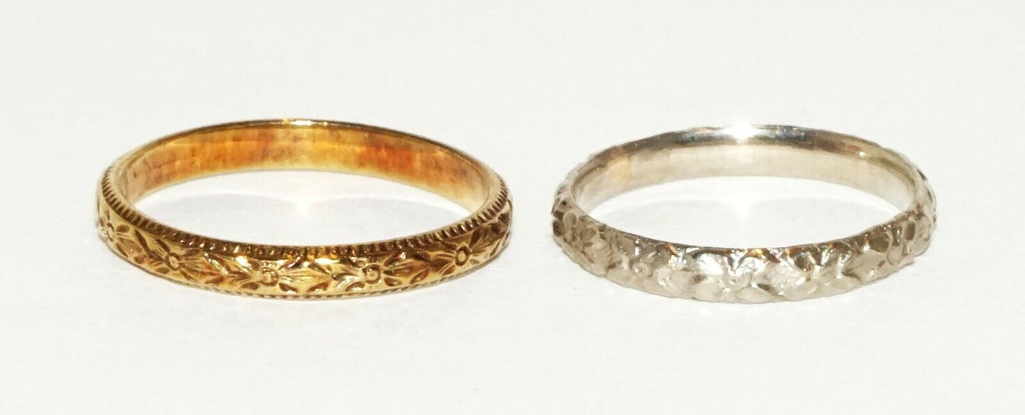 2Pc Antique US 14k/10K Yellow & White Gold Mini Rings Sz 0.25 & Smaller (HaL)#8