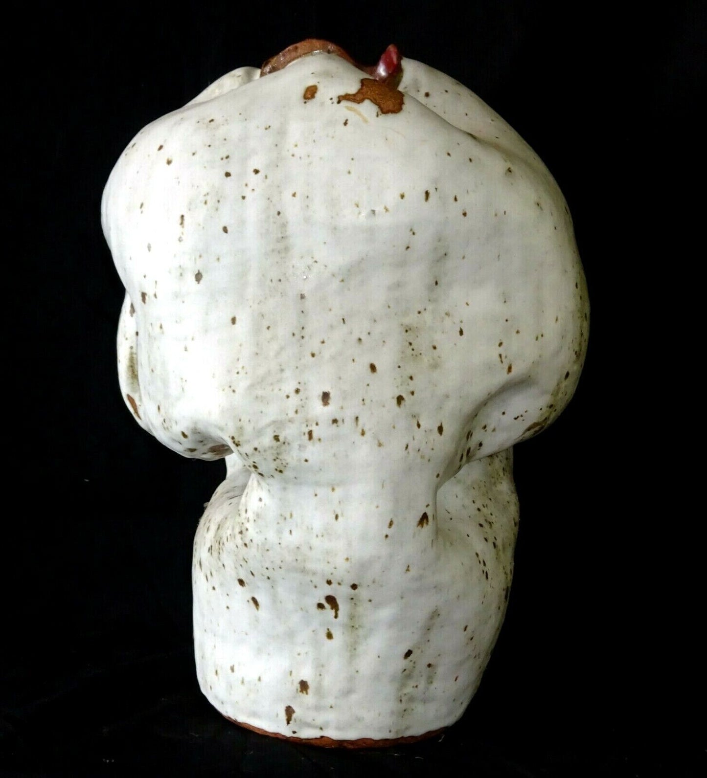 1970s Hawaii White Glaze Abstract Misshapen Heavy Pottery Vase Sculpture (StP)