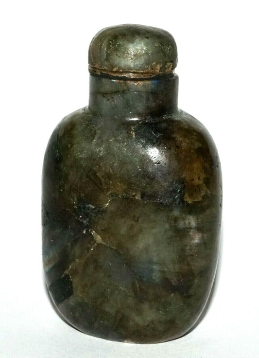 Vintage Chinese Labradorite Snuff Bottle w. Matching Stopper (LeS) G4