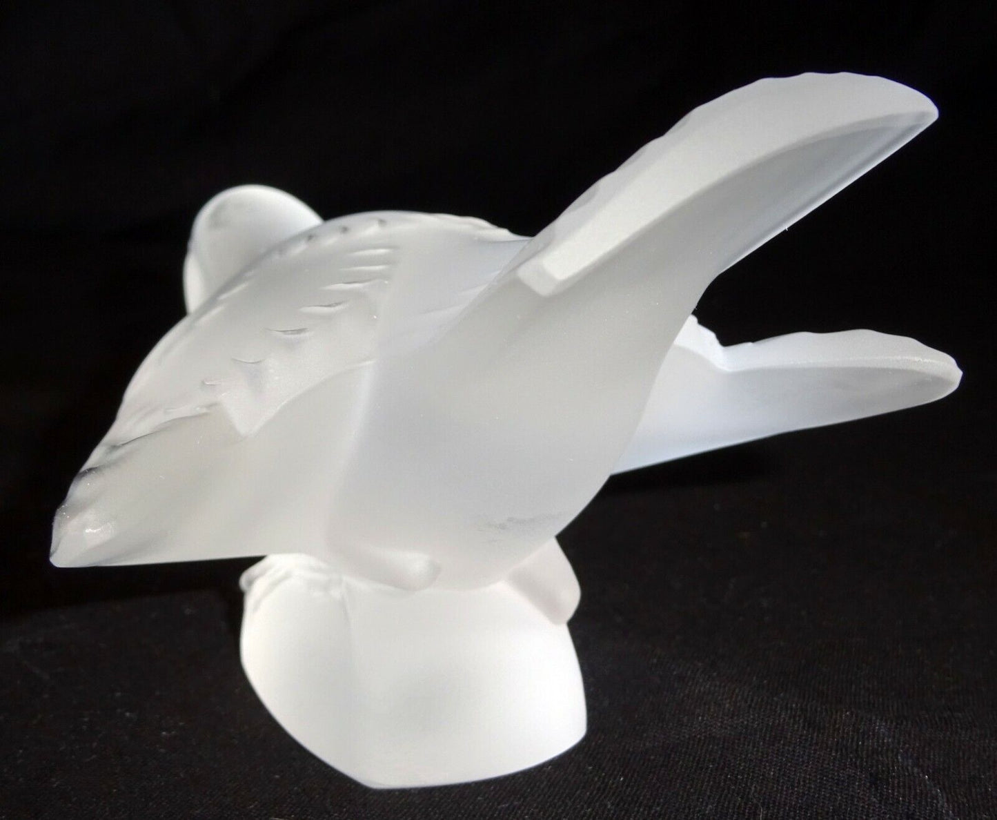 Vintage French Frosted Crystal Sparrow Bird Wings Sculpture by Lalique (MeG)