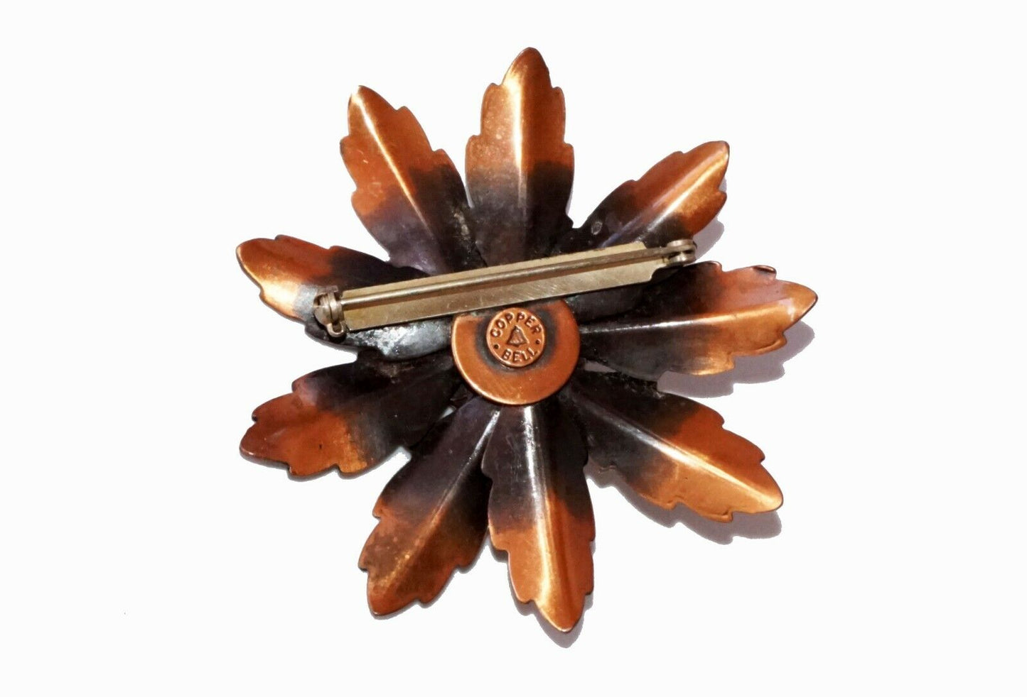 1950s US Copper Flower Motif Brooch Pin by Copper Bell Brand (Hod)